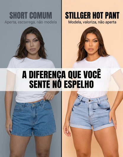 Short Jeans Feminino Cintura Alta C/ Lycra Hot Pant Stillger