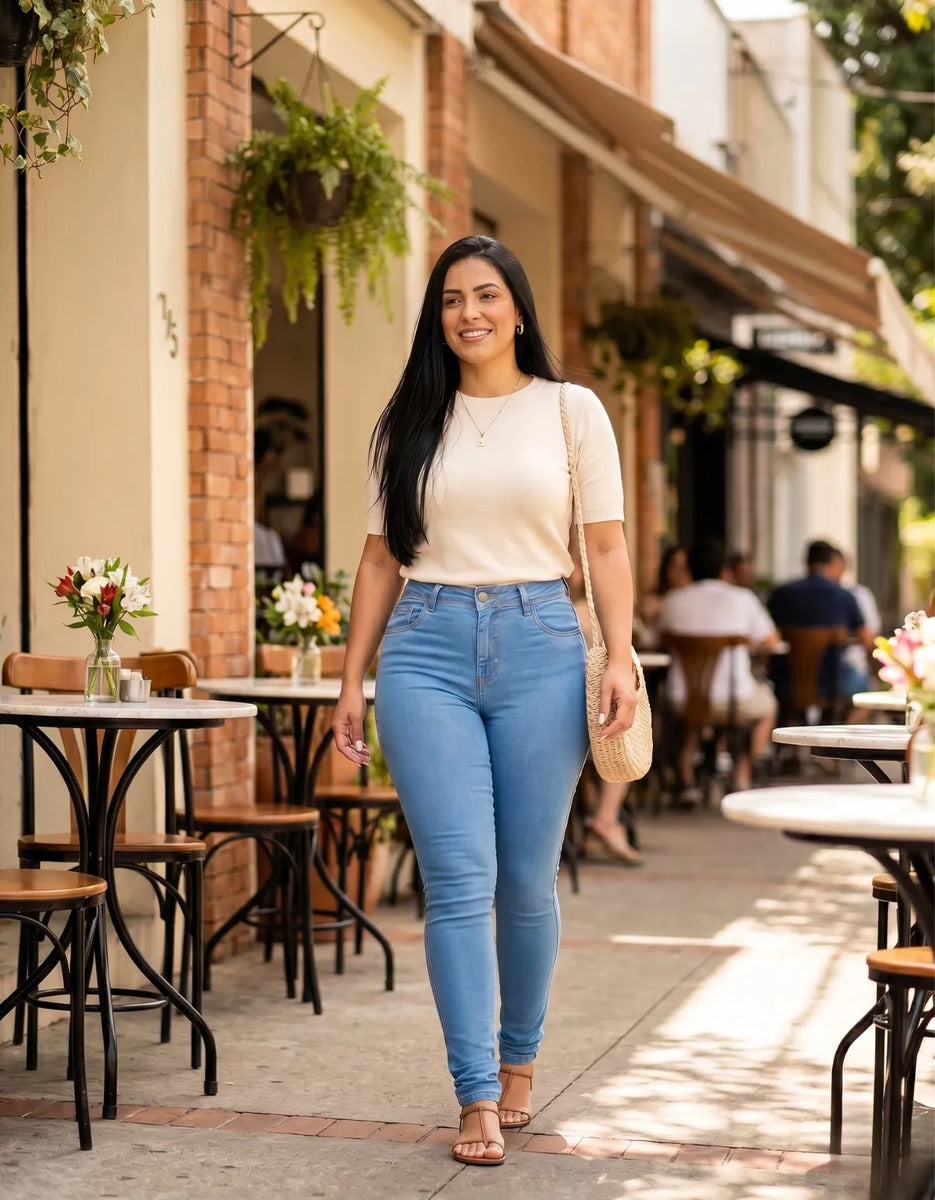 Calça Jeans Feminina Empina Bumbum Cintura Alta Lycra Preta