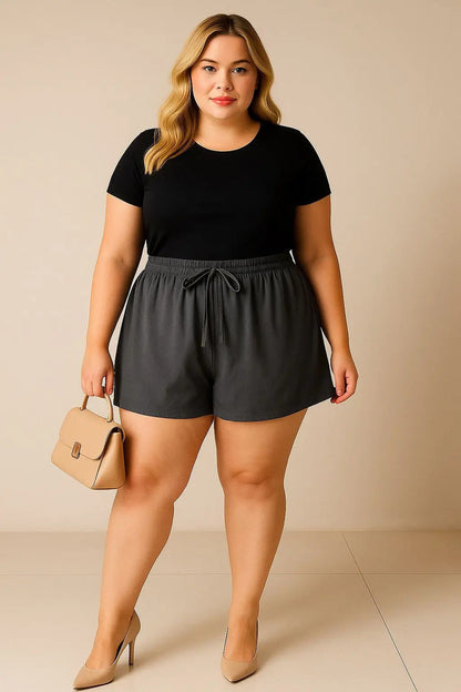 Shorts Plus Size Leve Feminino Cintura Alta