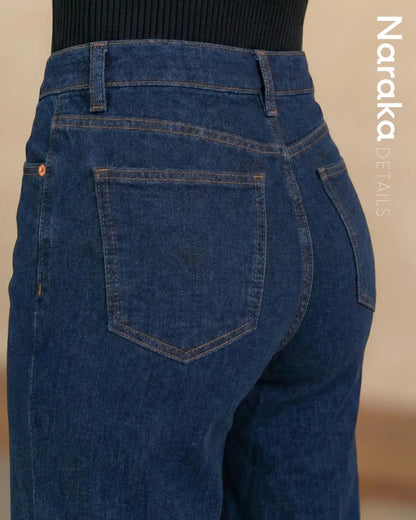 Calça Wide Leg Jeans Feminina Cintura Alta Levanta Bumbum
