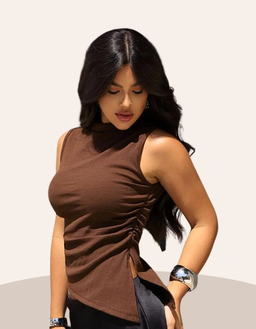 Blusa Cropped Feminina Assimétrica Ribana Canelada Premium