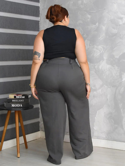 Calça Pantalona Alfaiataria Plus Size Feminina Premium