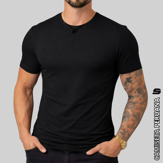 Camiseta Basica Masculina Algodão Lisa Malha Peruana Premium