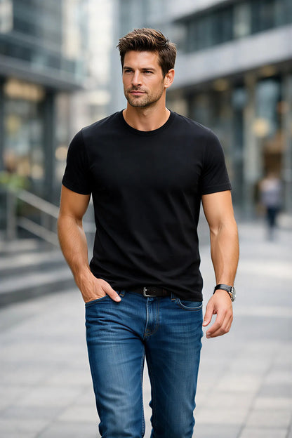 Camiseta Basica Masculina Algodão Lisa Malha Peruana Premium
