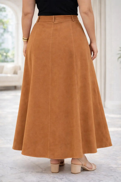 Saia Alfaiataria Plus Size Rodada Evasê Cós Alto Evangélica