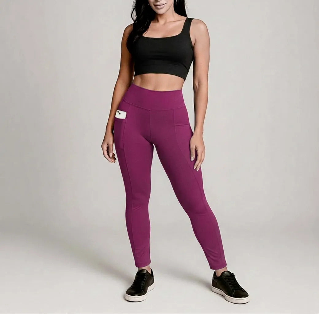 Kit 2 Calças Legging Feminina Grossa Cintura Alta Com Bolso