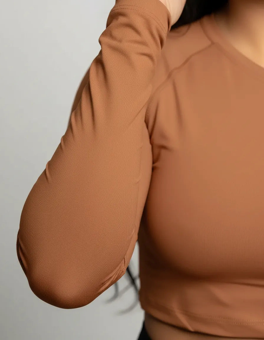 Cropped Feminina Poliamida Manga Longa Blusa Proteção Uv