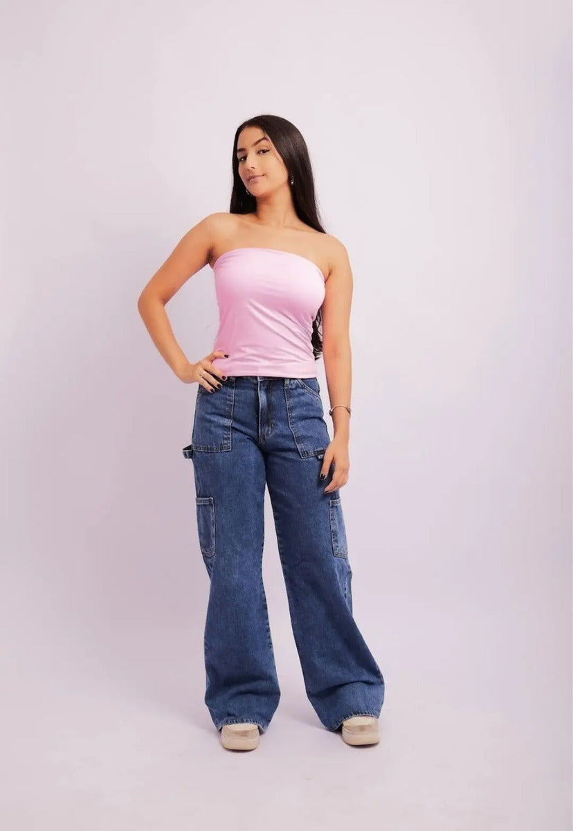 Top Tube Poliamida Forrada Tomara Que Caia Cropped Moda