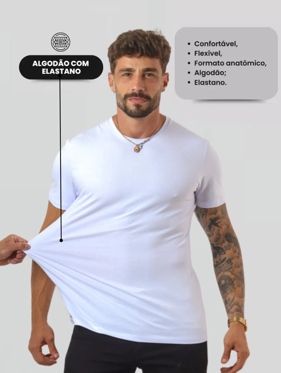 Camiseta Basica Masculina Algodão Lisa Malha Peruana Premium