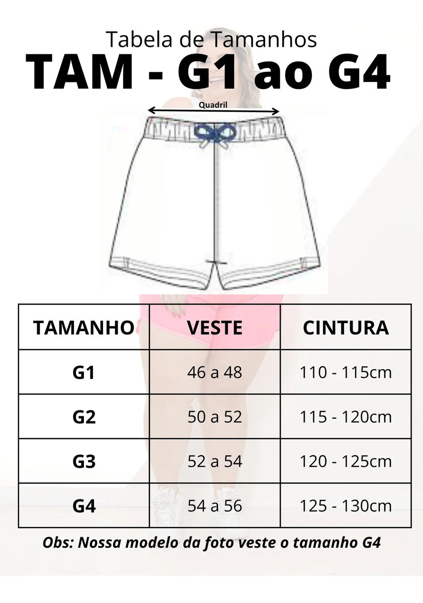 Shorts Plus Size Kit 3 Unid Moda Praia Feminino Do G1 Ao G4