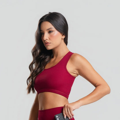 Top Feminino Academia Bolso Nadador Corrida Fitness Esporte