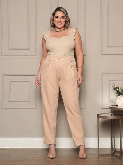 Calça Social Alfaiataria Cintura Alta Plus Size Feminina