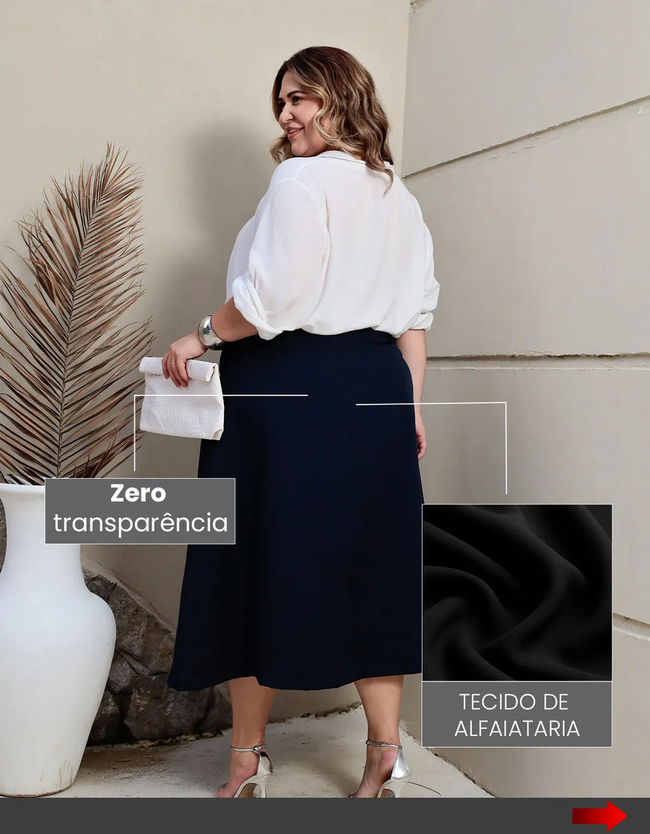 Saia Alfaiataria Feminina Plus Size Midi Evangélica Casual