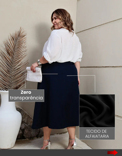 Saia Alfaiataria Feminina Plus Size Midi Evangélica Casual
