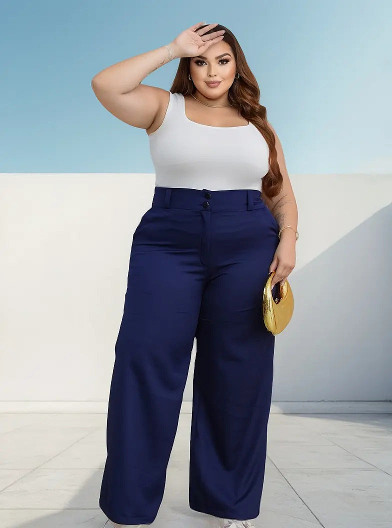 Calça Pantalona Alfaiataria Plus Size Feminina Premium