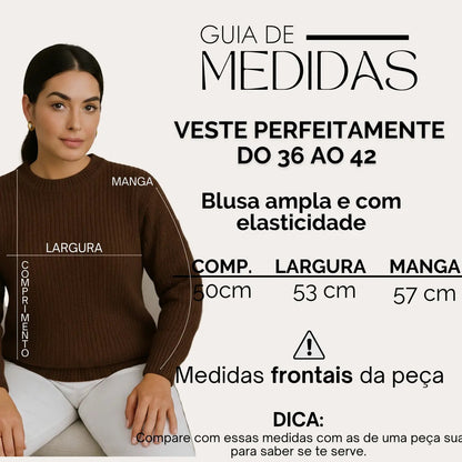 Suéter Blusa Manga Longa Max Cropped Frio Pullover Lã Trico