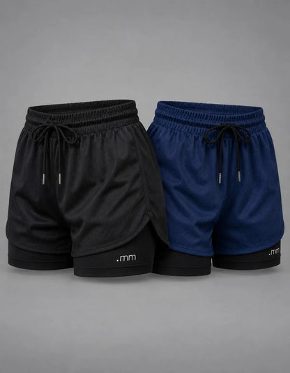 Kit 2 Short Duplo Compressão Fitness Bermuda Treino Feminino