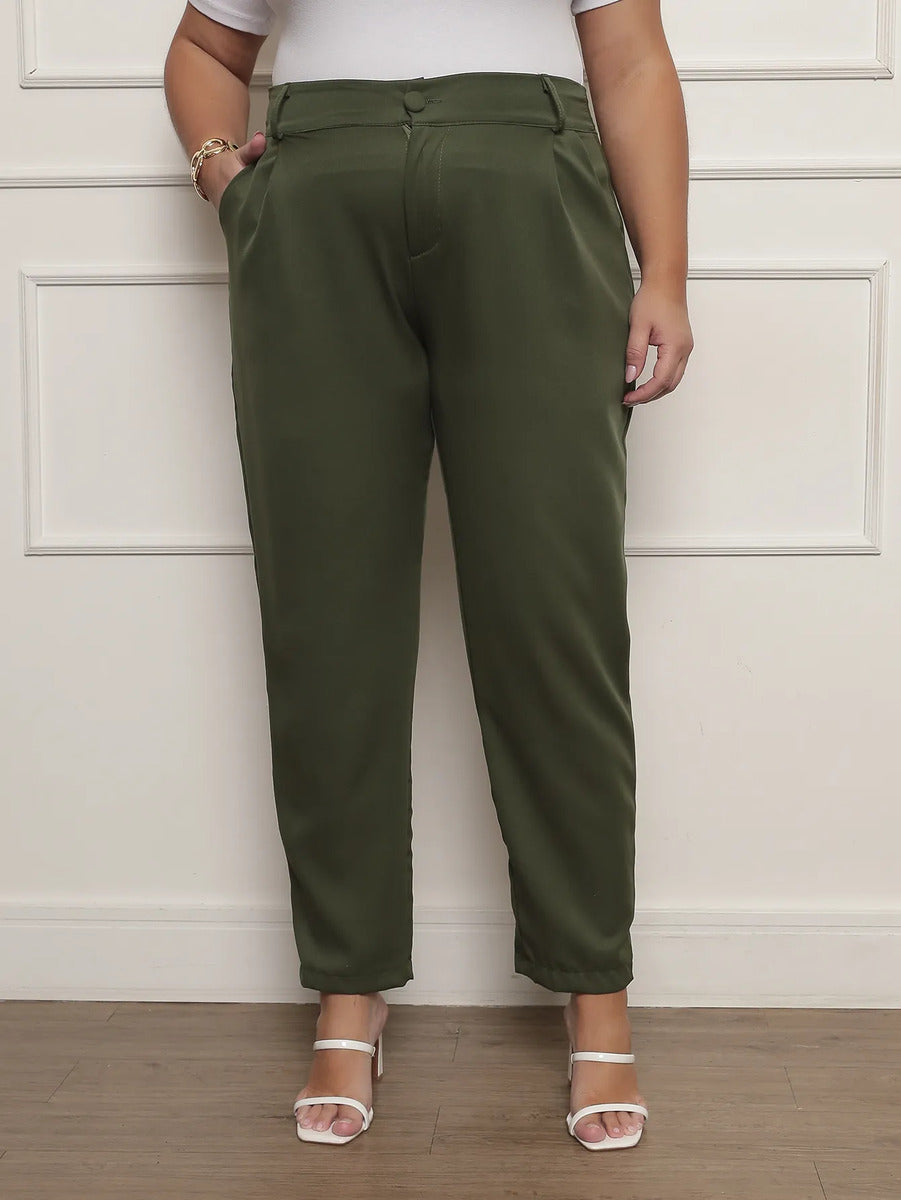 Calça Social Alfaiataria Cintura Alta Plus Size Feminina