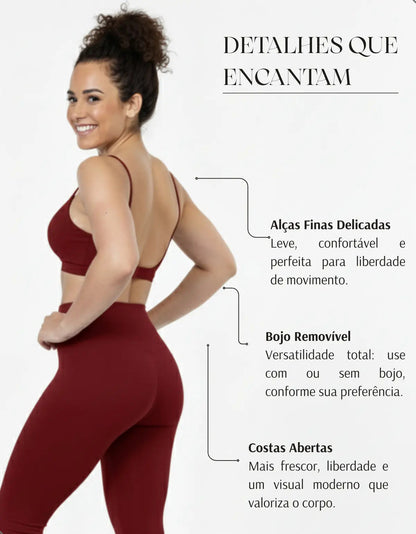 Top Fitness Academia Alça Fina Costa Aberta Feminino