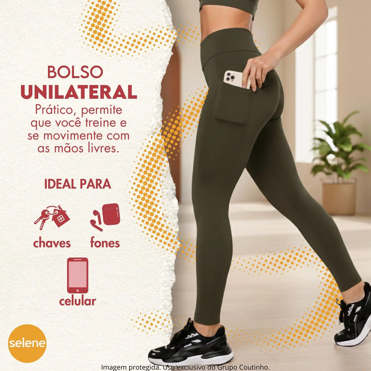 Legging Academia Corrida Com Bolso Selene Zero Transparência
