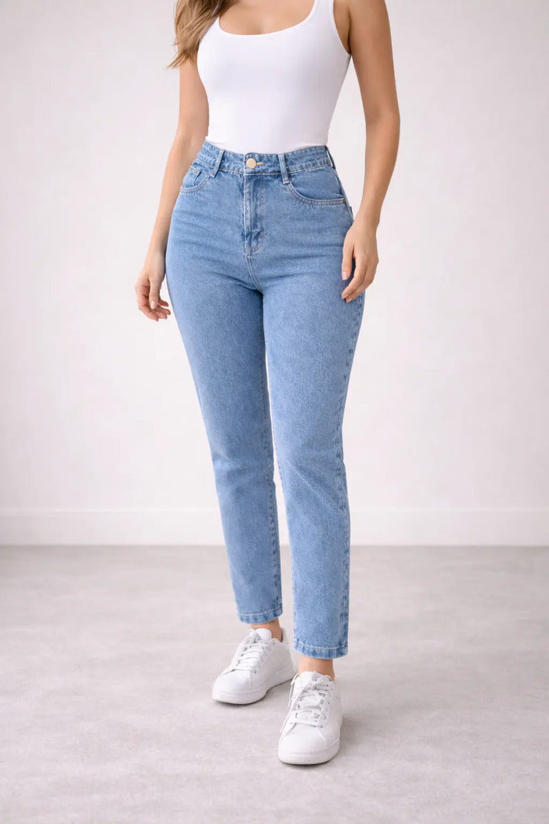 Calça Jeans Mom Stillger Feminina Cintura Alta Cor Clara