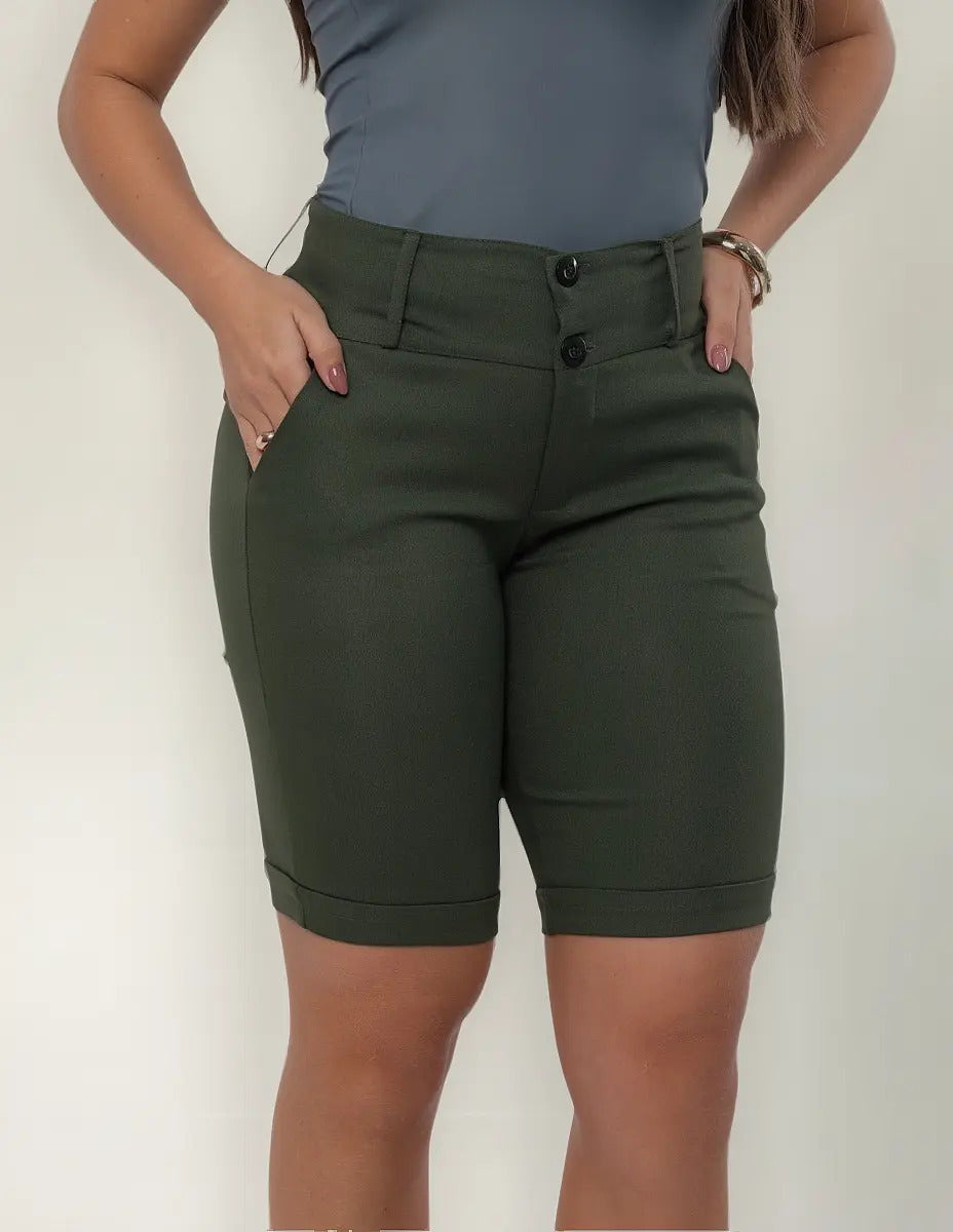 Bermuda Feminina Social - Ate O Joelho - Bengaline Lycra
