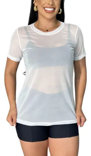 Blusa Tule Camiseta Feminina Academia Fitness