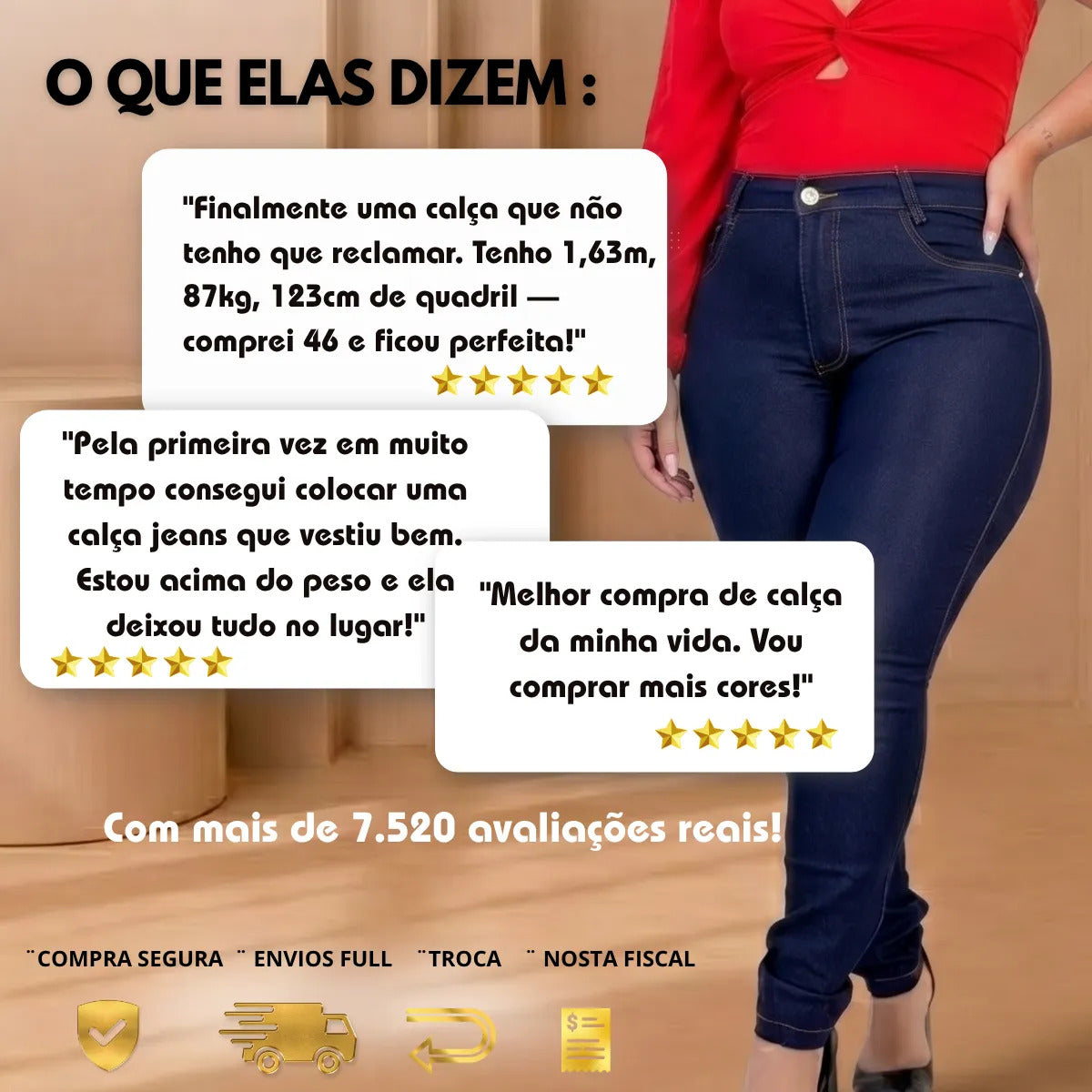 Calça Jeans Plus Size Cintura Alta Elastano Lycra Modeladora