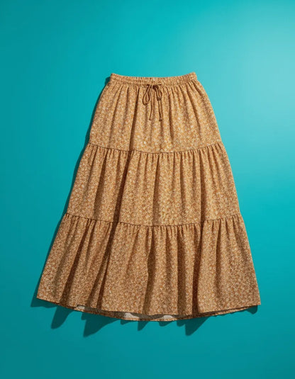 Saia Longa Com Babado Estica Bastante Veste 44 - 52 Elegante