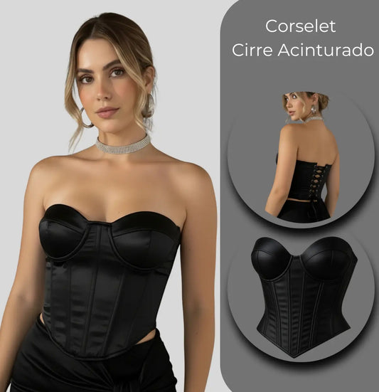 Corselet Cropped Modeladora Espartilho Blogueira Sensual