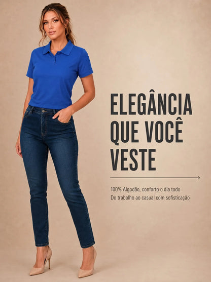 Camisa Gola Polo Feminina Básica Algodão Social Uniforme