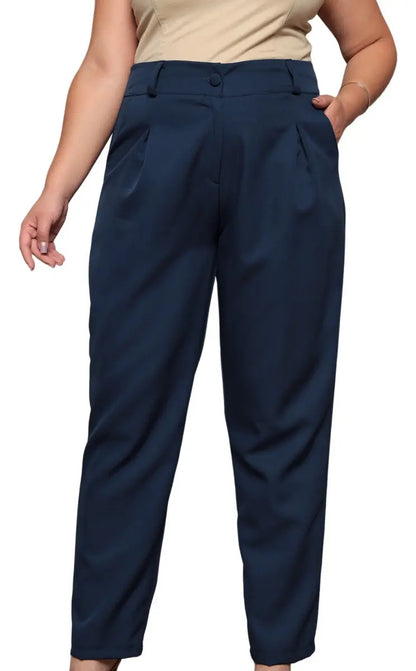 Calça Social Alfaiataria Cintura Alta Plus Size Feminina
