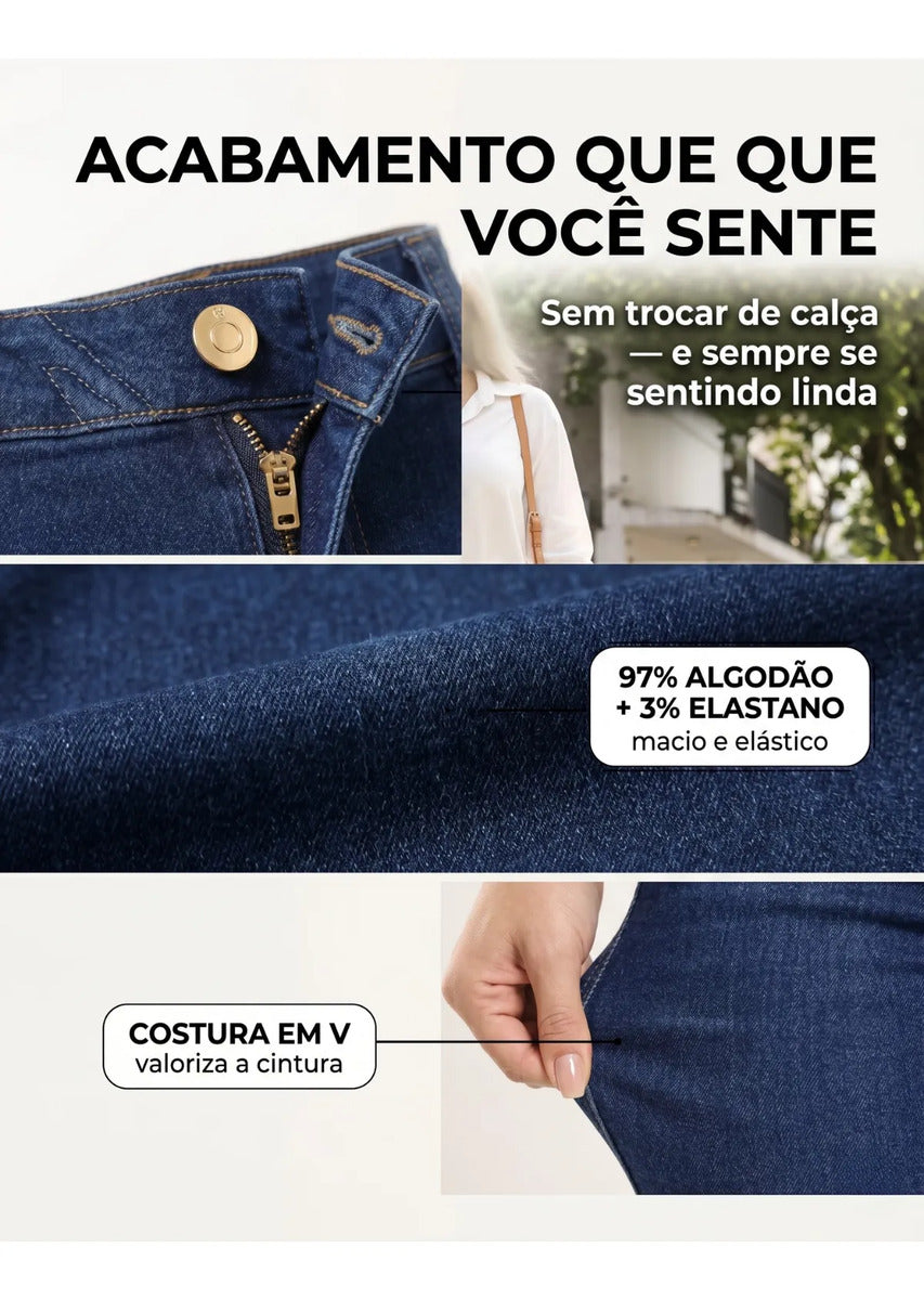 Calça Jeans Feminina Empina Bumbum Cintura Alta Lycra Preta