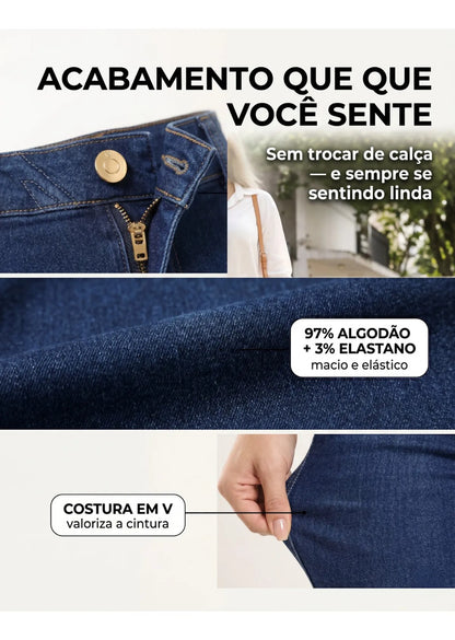 Calça Jeans Feminina Empina Bumbum Cintura Alta Lycra Preta