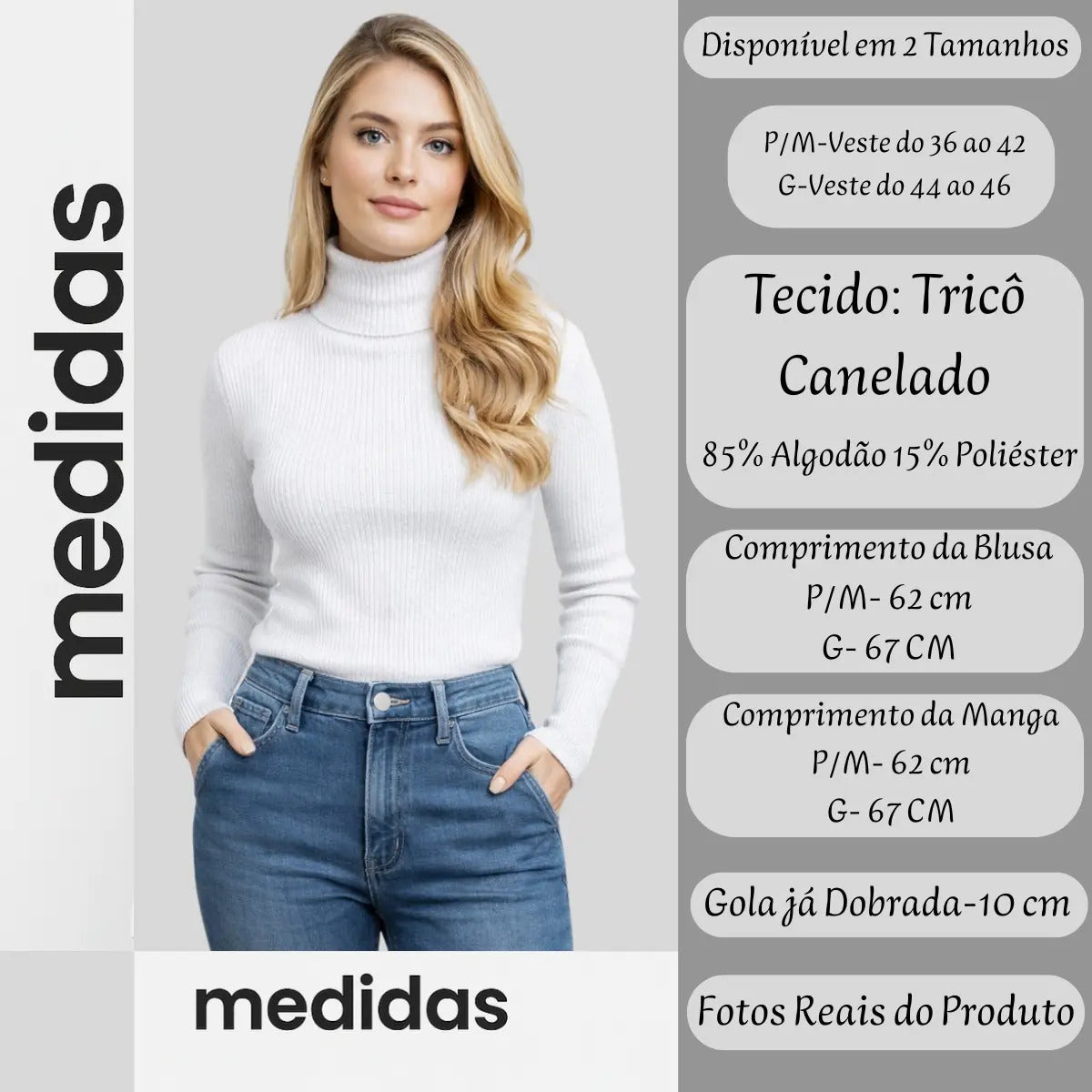 Blusa Cacharrel Feminina Tricô Lã Blusinha Gola Alta Rolê