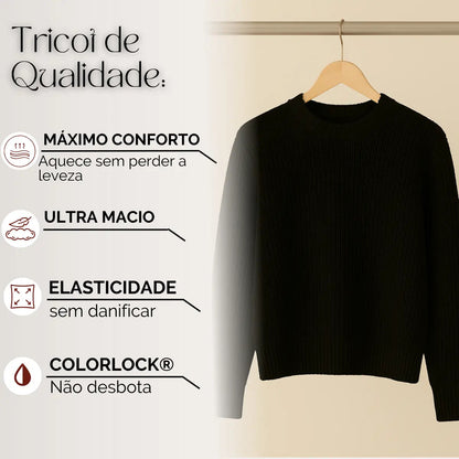 Suéter Blusa Manga Longa Max Cropped Frio Pullover Lã Trico