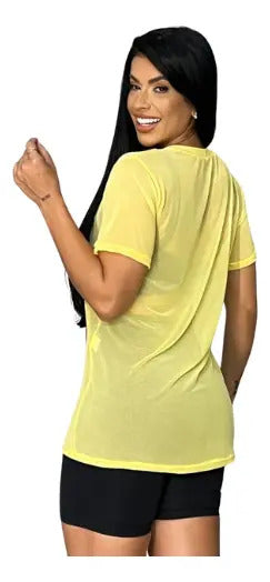 Blusa Tule Camiseta Feminina Academia Fitness