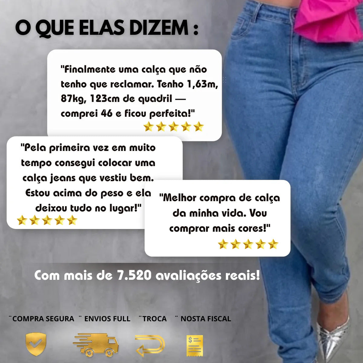 Calça Jeans Plus Size Cintura Alta Elastano Lycra Modeladora