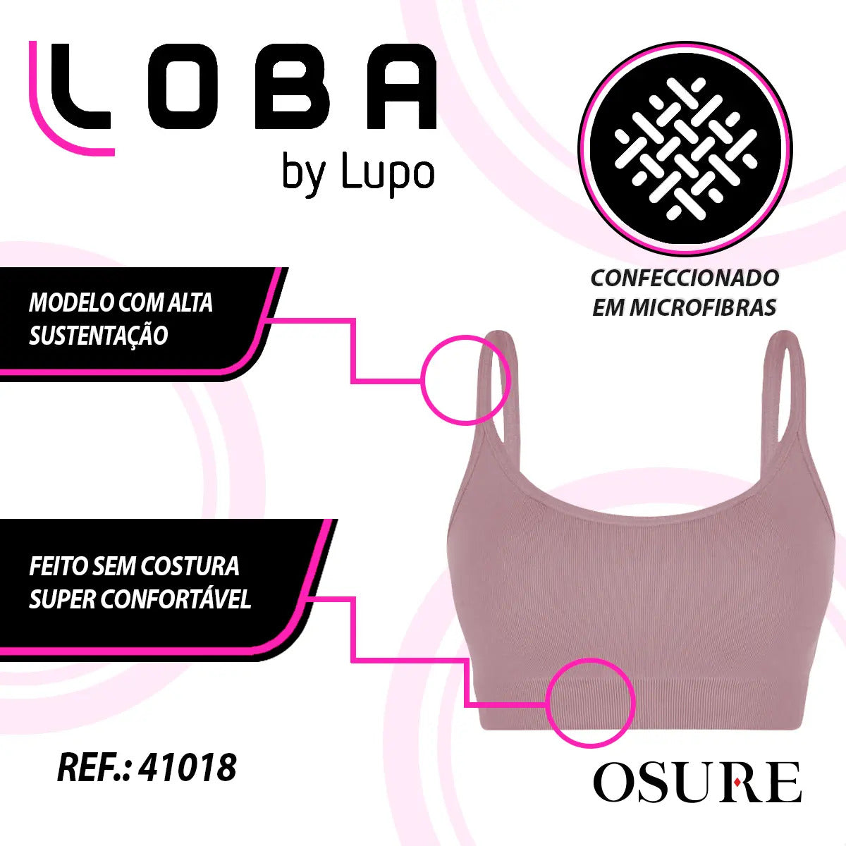 Top Lupo Loba Fitness Confortável Ótima Sustentação Academia