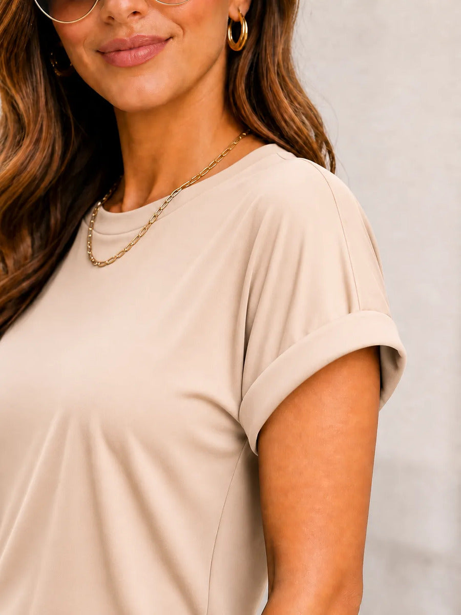 Blusa Feminina Casual Manga Japonesa Dobrada Confortável