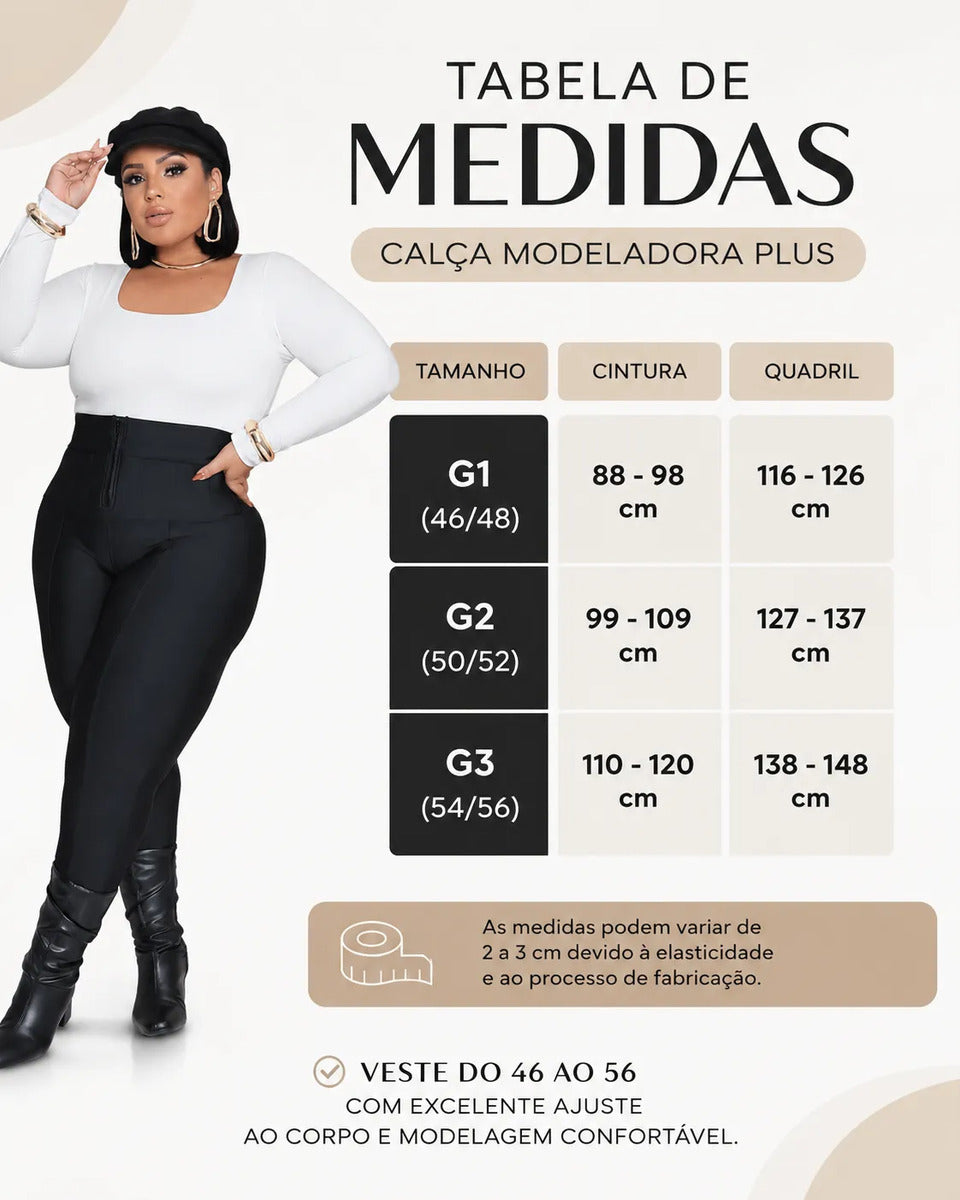 Calça Lipo Plus Size  Tecido Suplex Power Modeladora