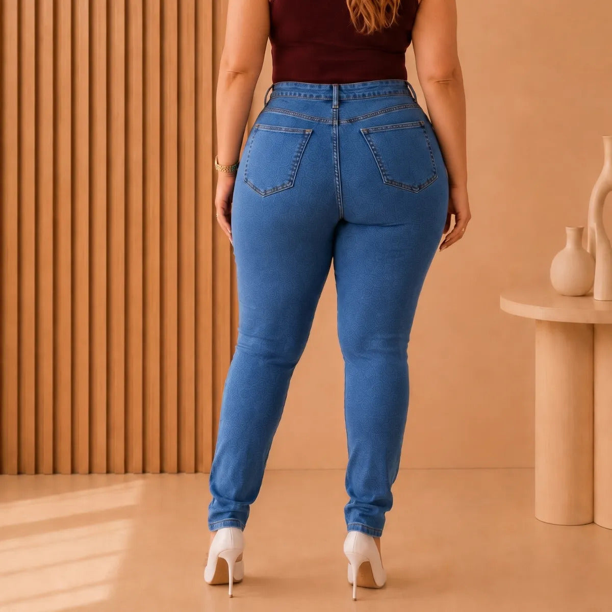 Calça Jeans Plus Size Cintura Alta Elastano Lycra Modeladora