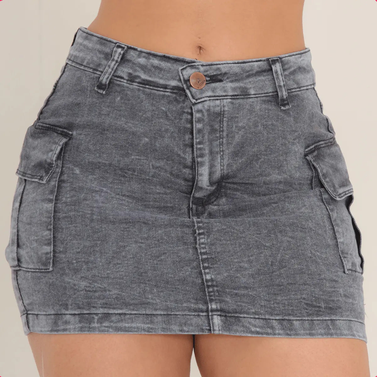 Saia Cargo Feminina Cintura Alta Com Lycra Levanta Bumbum