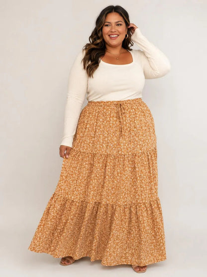 Saia Longa Com Babado Estica Bastante Veste 44 - 52 Elegante
