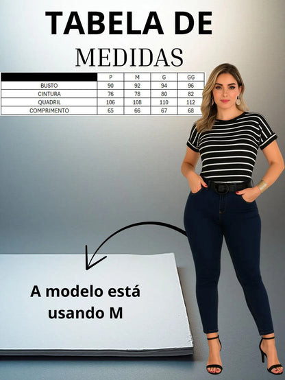 Blusa Manga Japonesa Listrada Contemporanea Casual Elegante