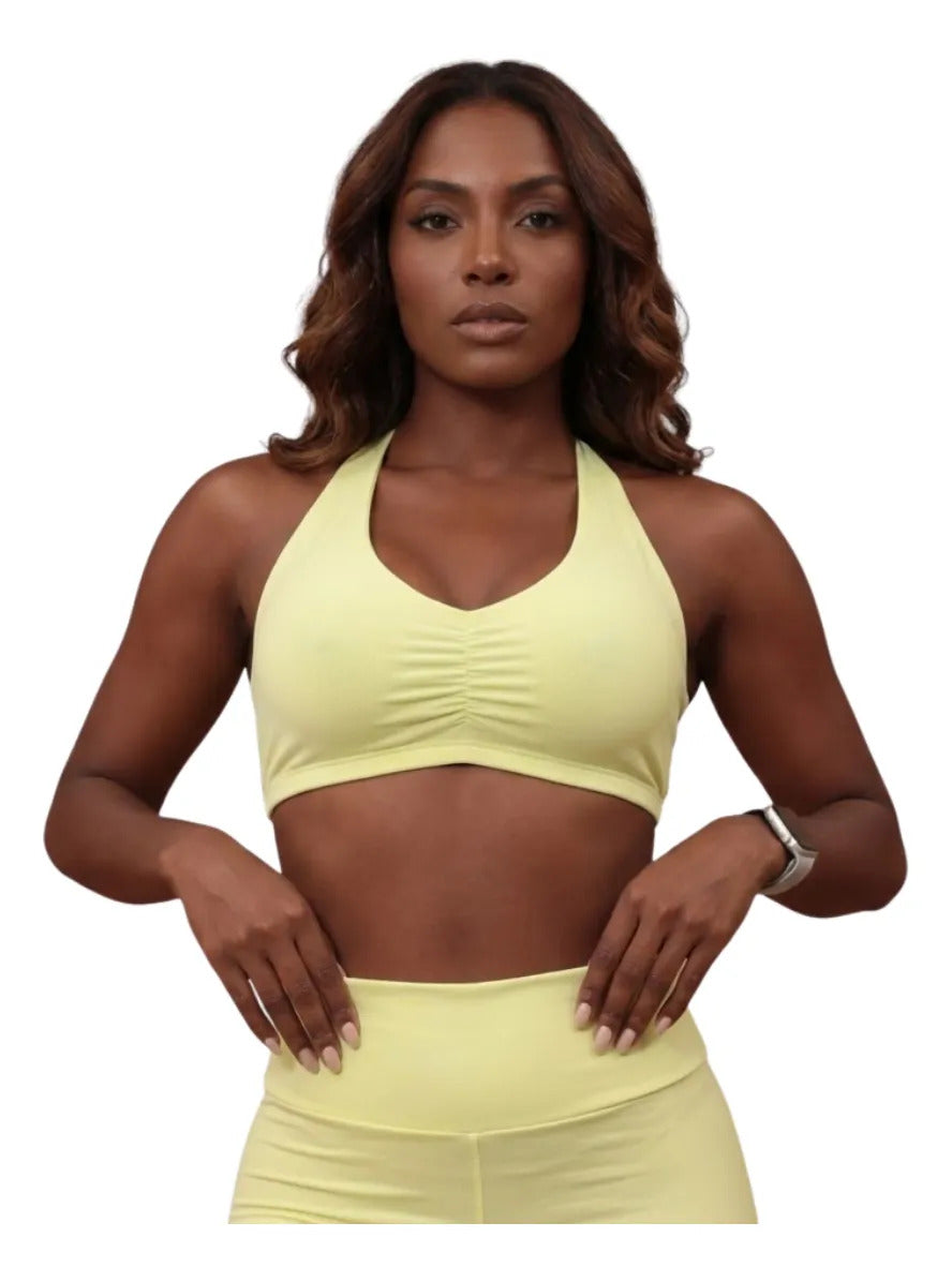 Top Halter Fitness Frente Unica Suplex Bojo Removìvel Yoga