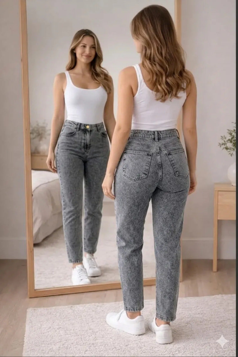 Calça Jeans Mom Stillger Feminina Cintura Alta Cor Clara