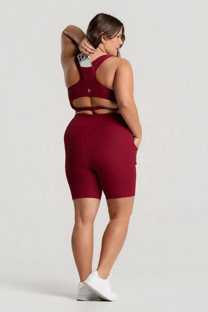 Top Feminino Academia Bolso Nadador Corrida Fitness Esporte