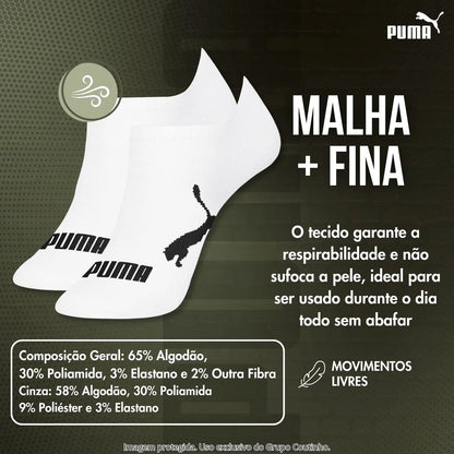 Kit 9 Pares Meias Invisível Puma Sapatilha Soquete Original