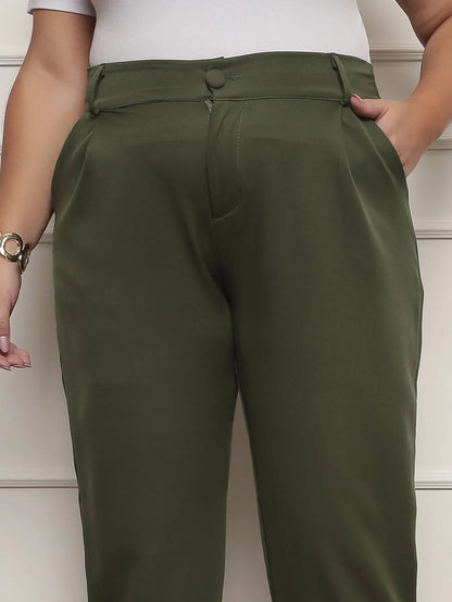 Calça Social Alfaiataria Cintura Alta Plus Size Feminina